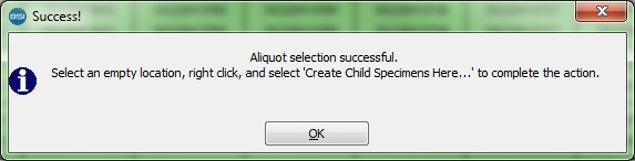 Aliquot Selection Successful