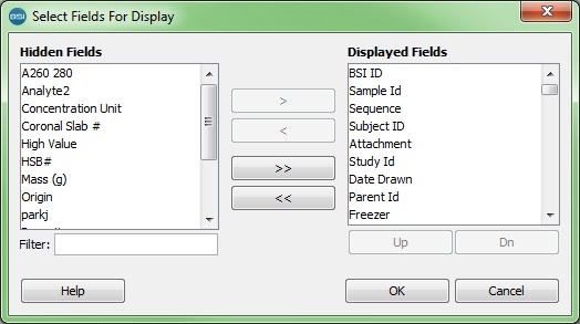 Hidden/Displayed Fields