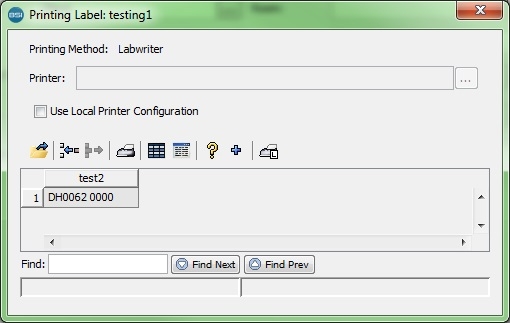 Printing Label Dialog