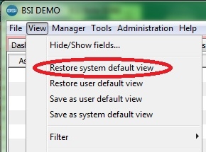 Restore system default view