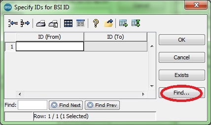 BSI ID Lookup dialog