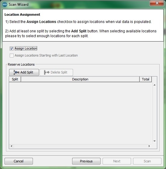 scan wizard location assignment
