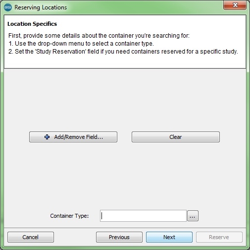Reserving Locations wizard