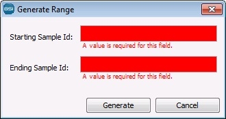 Generate range dialog