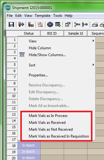 Changing Specimen Status