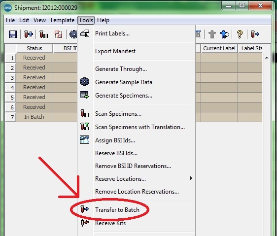 Transfer to Data Entry Batch