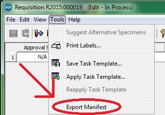 Export Manifest dialog