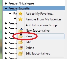 View Container button