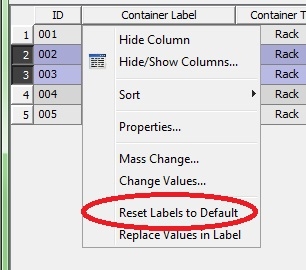 Reset Labels to Default