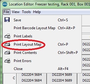 Print Barcode Layout Map