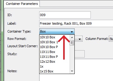 Container Type drop down