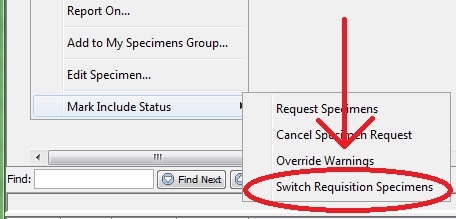 Switch Requisition Specimens