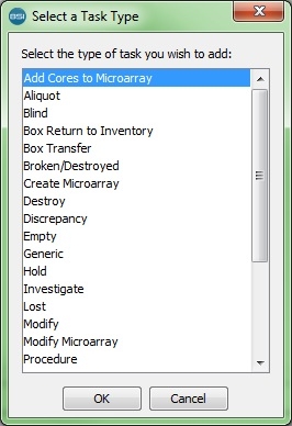 Task Specification dialog