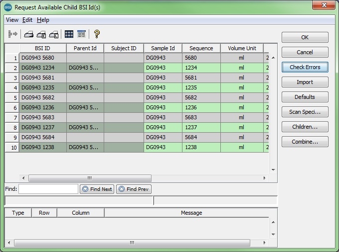 Request Available Child BSI id