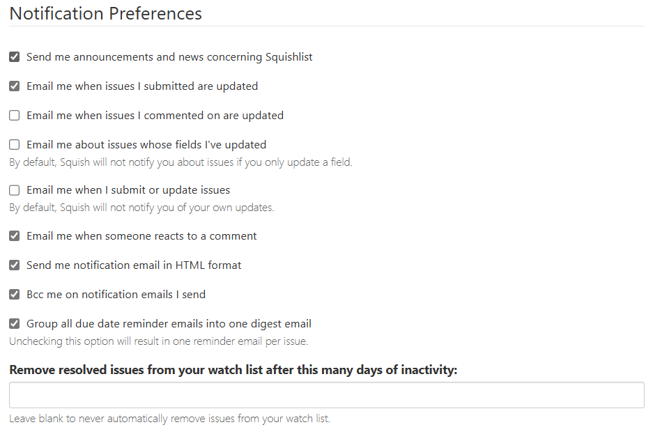 notification preferences