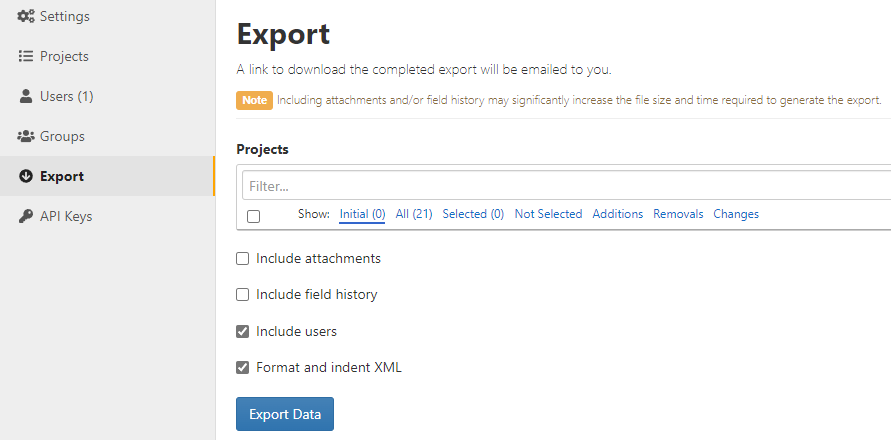 company level export