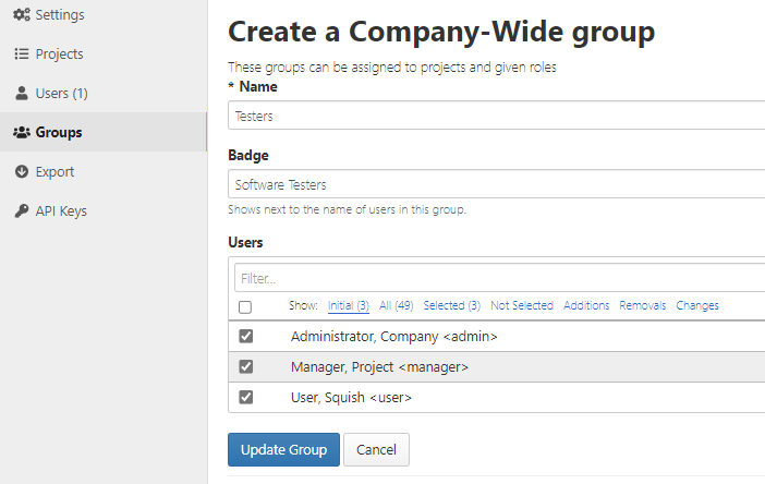Creating a company-wide group
