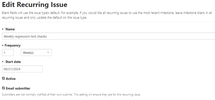 Editing a recurring issue