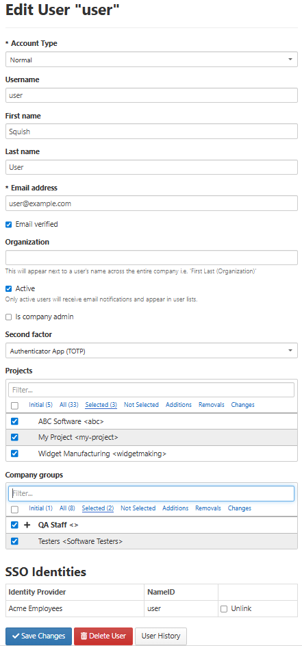 editing a user account