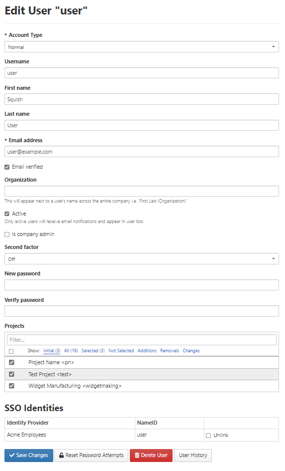 editing a user account