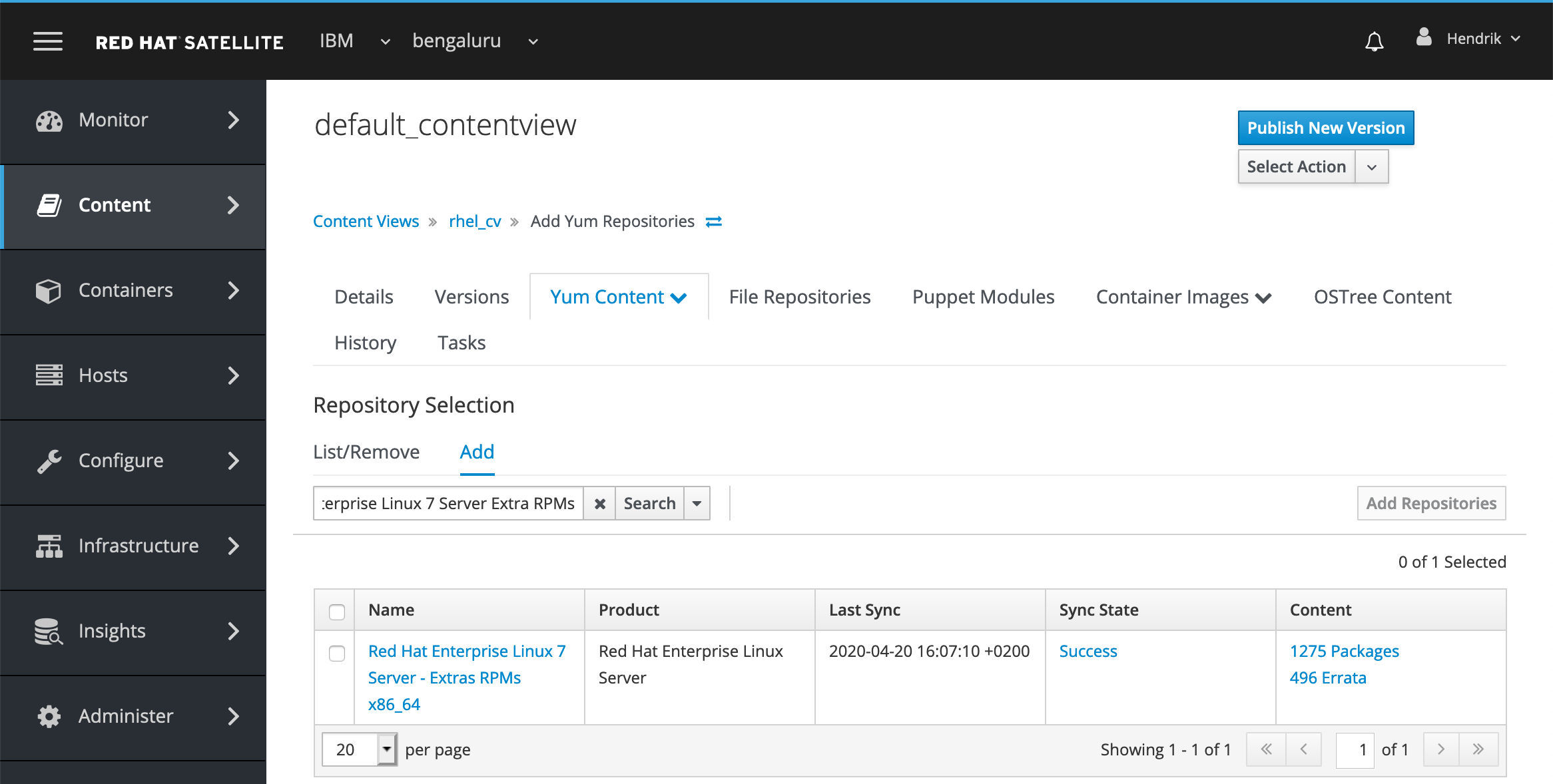 Adding new Red Hat repositories to Content View in RHSS