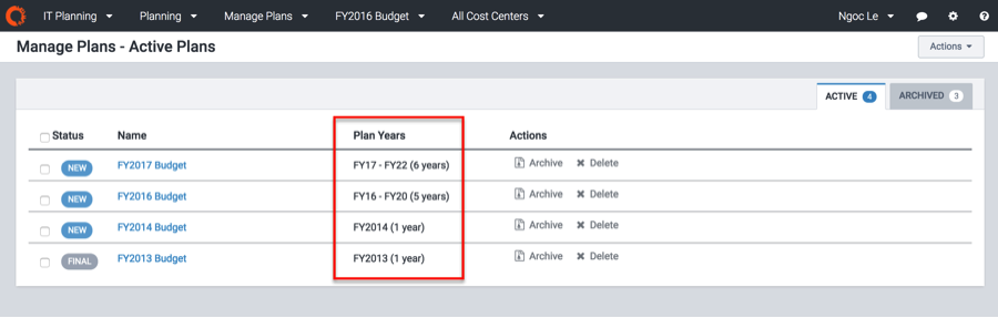 Manage Plans