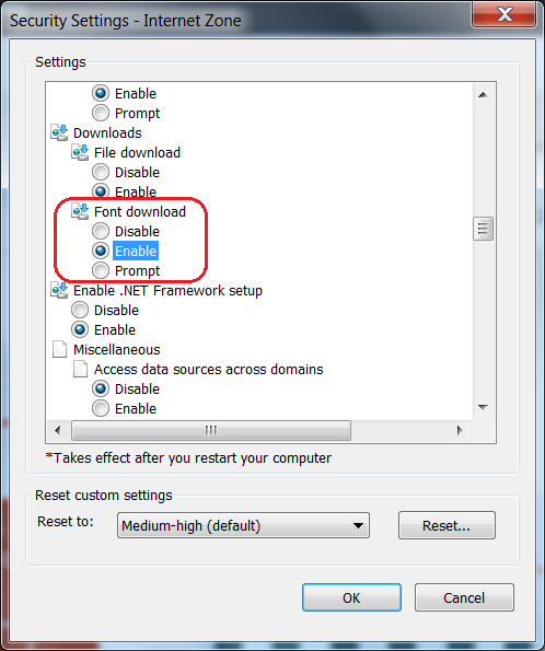Font download - Enable