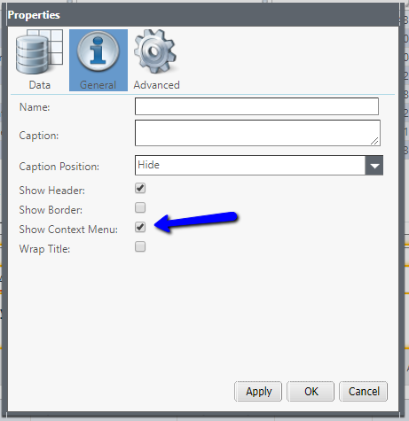 Table Properties Context Menu