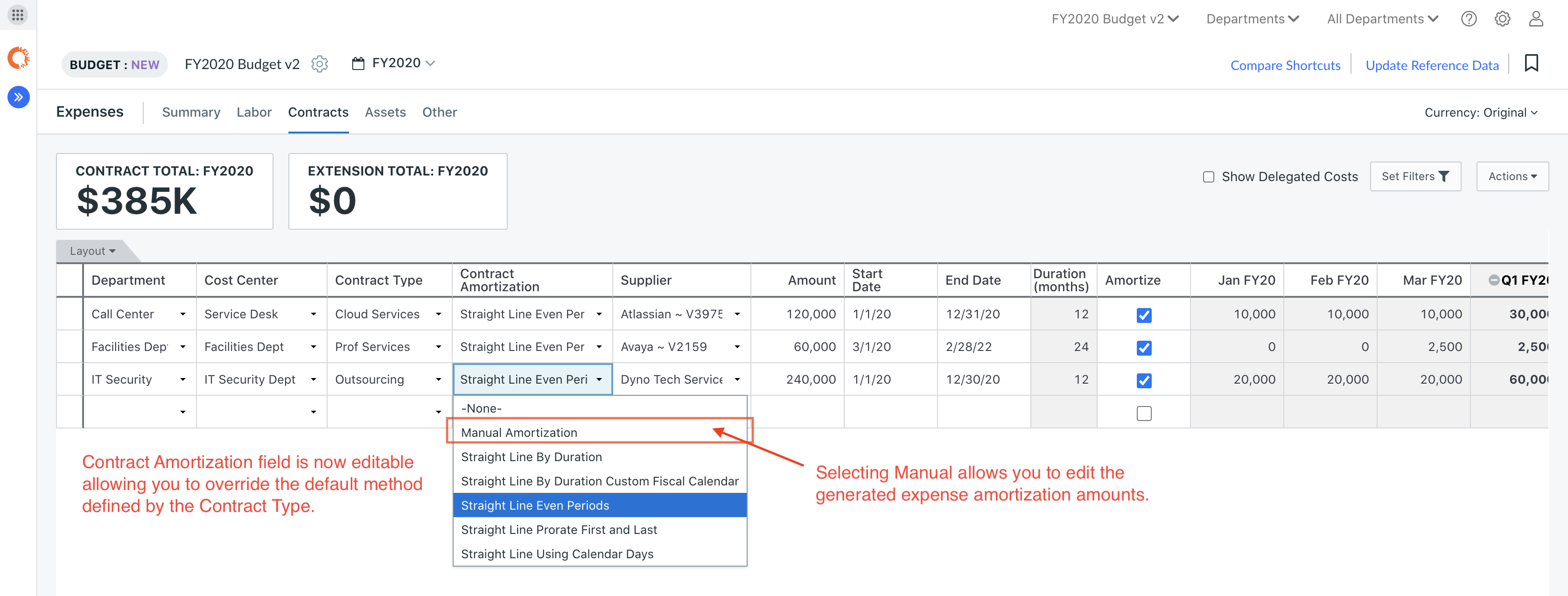 Manual Amortization for Contracts