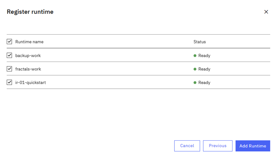Registered integration runtimes