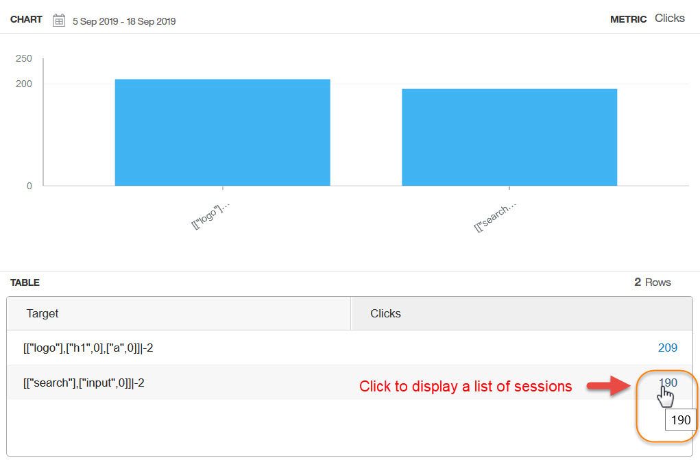 Drill down to sessions from report Drill down to sessions