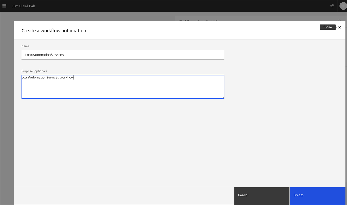 Create Workflow screenshot