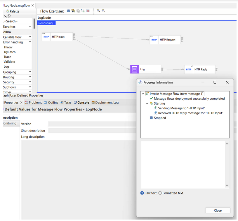 Logging ACE's ExceptionList Inserts (in the Activity log with the Log node)