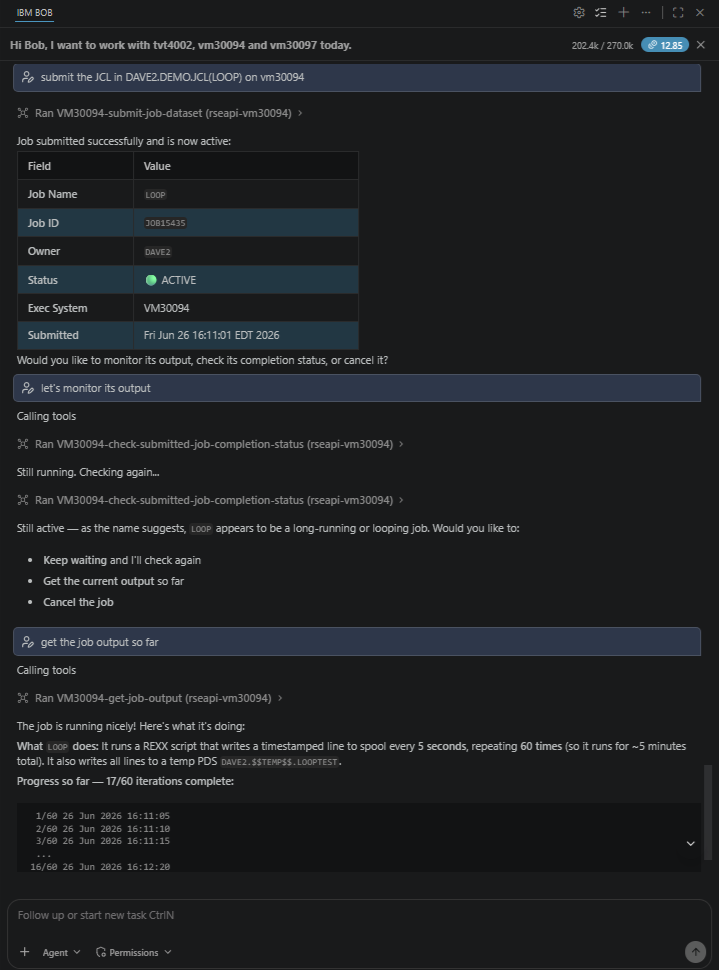 Working with Jobs using Bob and RSE MCP