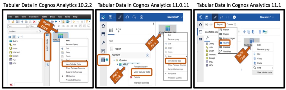 Cognos 11 Tabular Data