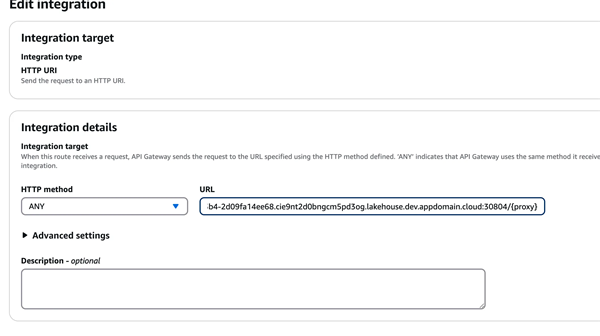 Using AWS API Gateway as a proxy between Snowflake and watsonx.data