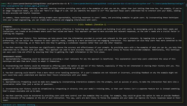 Iterations between ibm granite3-moe:1b agents