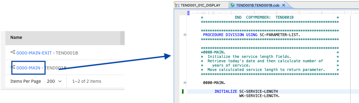 opening a source file in code coverage report