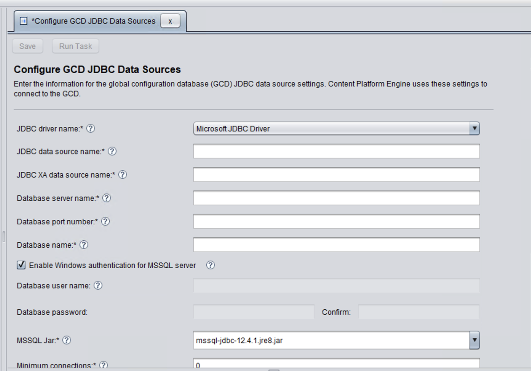 GCD Datasource Task - Microsoft SQL Server DB