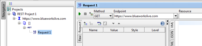 Screen capture of New REST Project window