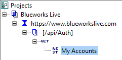 Screen capture of a request name: My Accounts