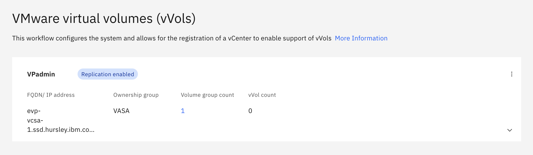 Virtual Volume ( vVol ) replication configuration through IBM FlashSystem
