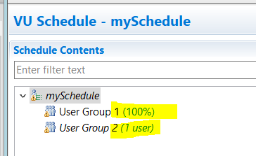 Displaying User Group 1 (100%) User Group 2 (1 user)