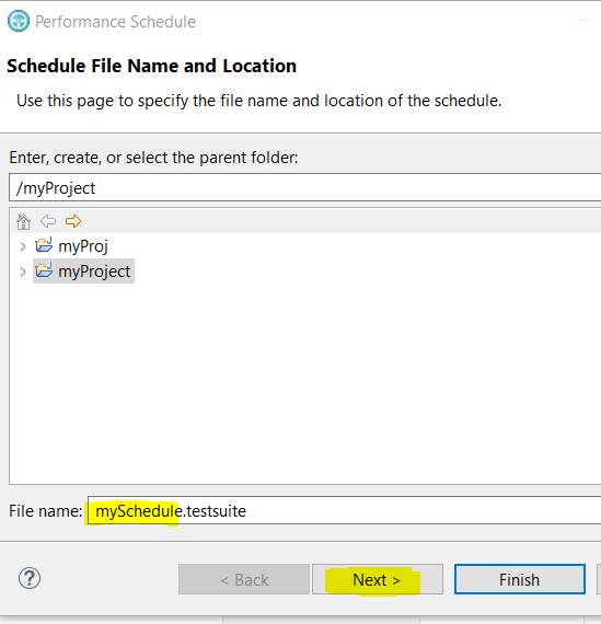 New Schedule creation dialog