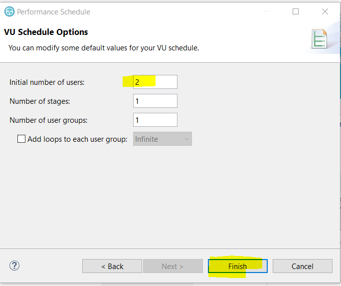 Set number of users dialog