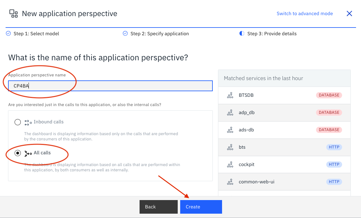 Creating a new application perspective step 3