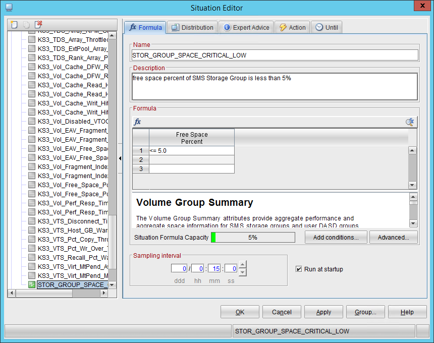 Set formula and interval