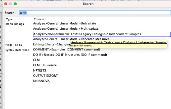 spss code in unianova observed power