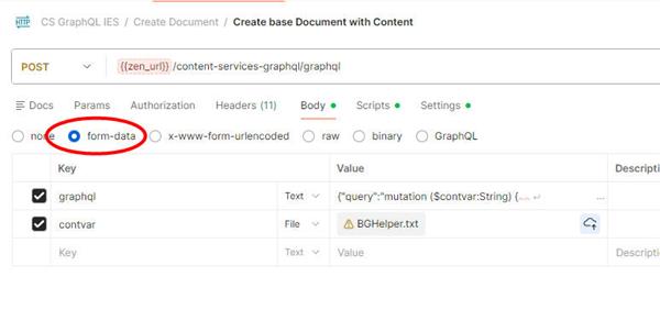 Postman example for Graph API, add a document with content | Content ...