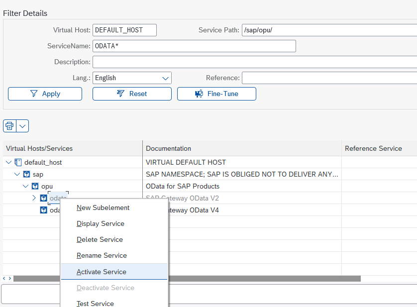 Activate OData Service